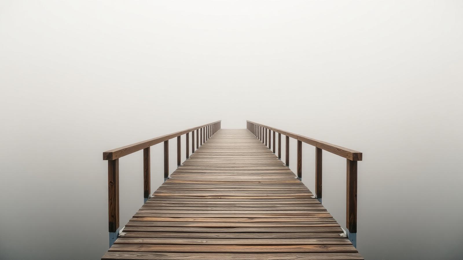 Een houten brug die naar het licht leidt